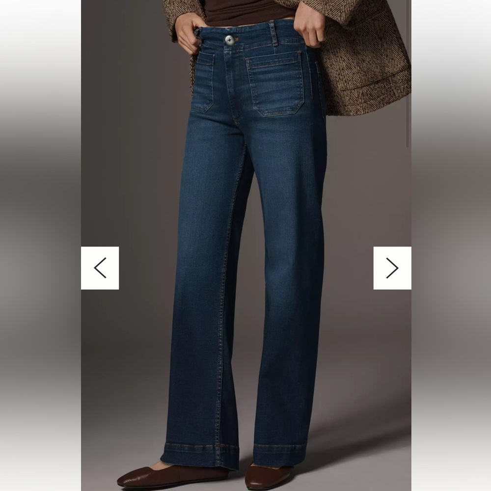 Anthropologie Dark Blue Wide Leg Jeans